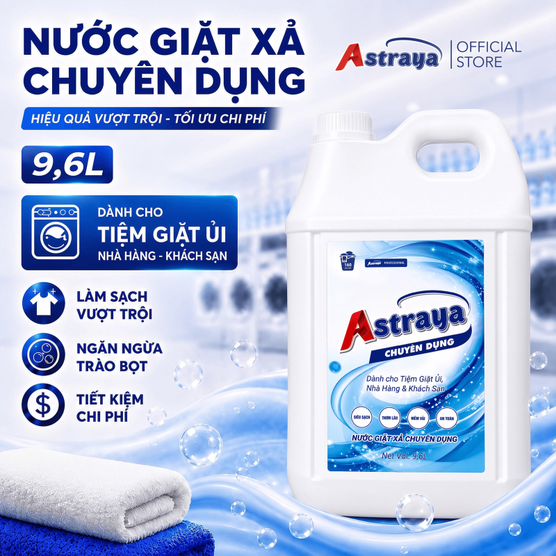Nước giặt xả công nghiệp chuyên dụng Astraya 9,6L