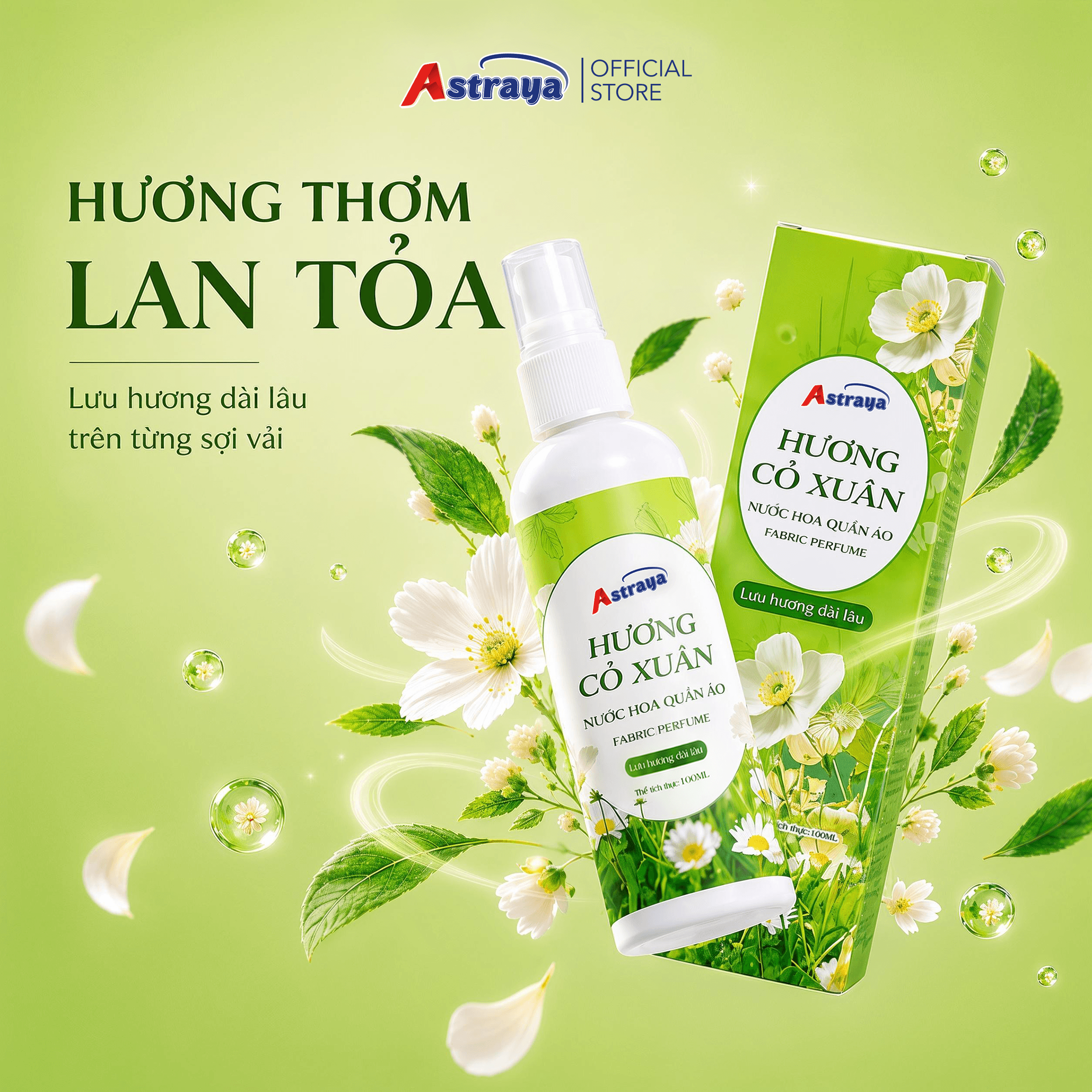 Xịt Thơm Quần Áo Astraya Hương Cỏ Xuân 100ml – Lưu Hương, Khử Mùi Vải - Ảnh 4