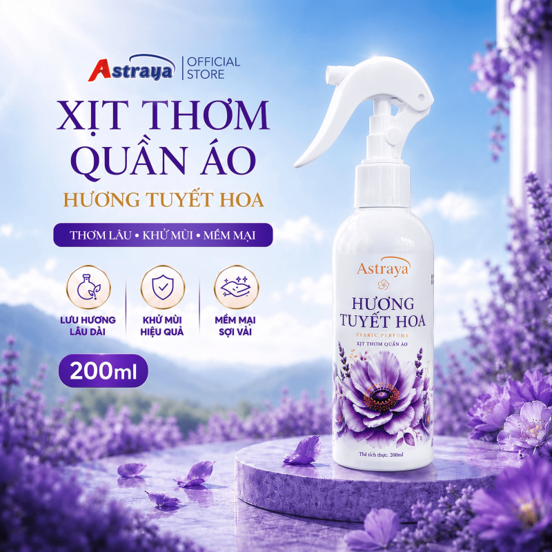 Xịt thơm quần áo Astraya Hương Tuyết Hoa